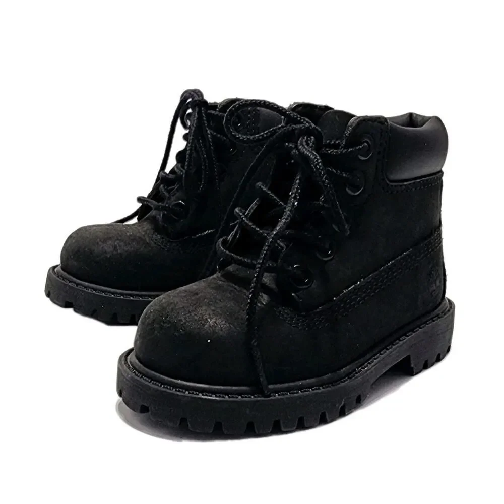 Timberland Toddler Kid Black Leather 7.5 Premium Lace-Up 6 Inch Waterproof Boots